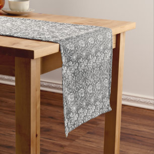 Caminho De Mesa Pequeno Carnation Damask Art Nouveau, Cinza / Grey