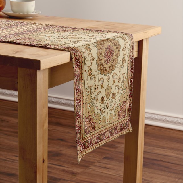 Caminho De Mesa Pequeno Carpete Persa Vermelho e Tan (No Local)