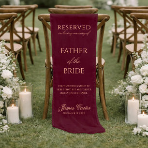 Caminho De Mesa Pequeno Casamento Burgundy Escuro Pai da Noiva Memorial