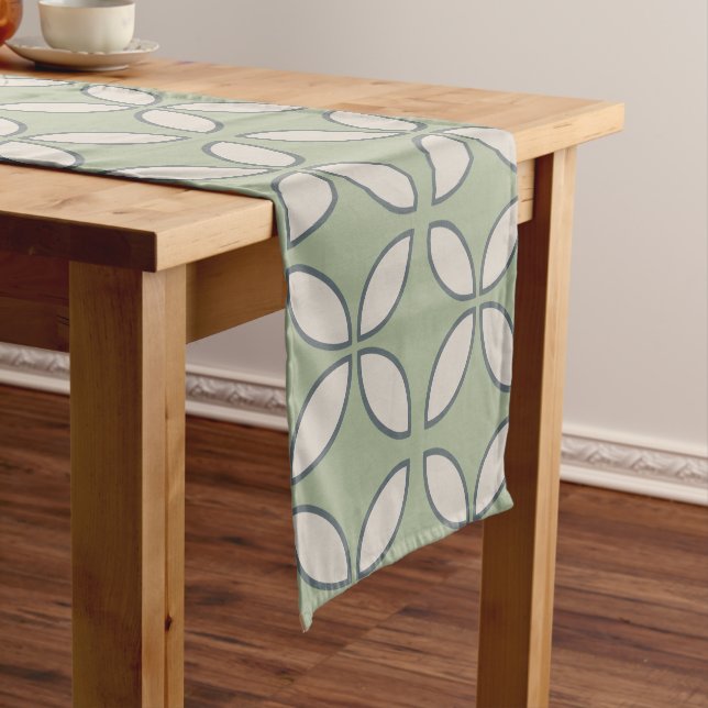 Caminho De Mesa Pequeno Casamento Retro Mod de Meados do Século em Verde O (No Local)