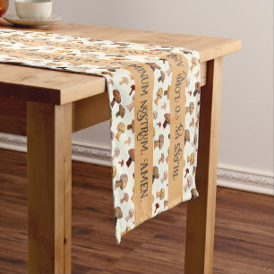 Caminho De Mesa Pequeno Católica Grace Cogumelos Desenhados à Mão Latim In