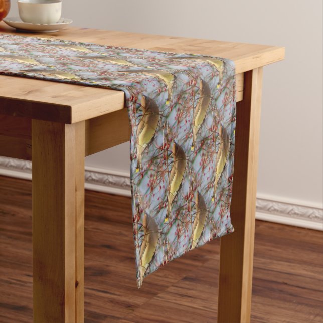 Caminho De Mesa Pequeno Cedar Waxwing Bird Patterno (No Local)