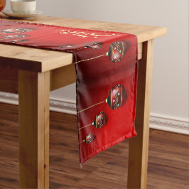 Caminho De Mesa Pequeno Celebração de Natal Dourado Vermelho Inverno Elega