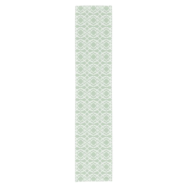 Caminho De Mesa Pequeno Cello Light Sage green Trellis Design (Frente)