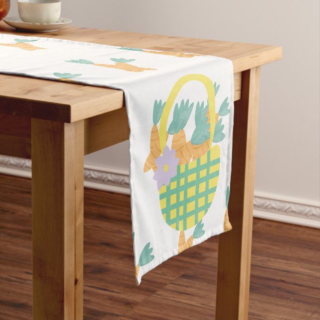 Caminho De Mesa Pequeno Cesta de Cenouras de Páscoa de Primavera com Padrã (No Local)