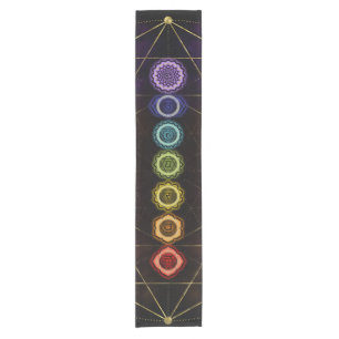 Caminho De Mesa Pequeno Chakras de incandescência colorido