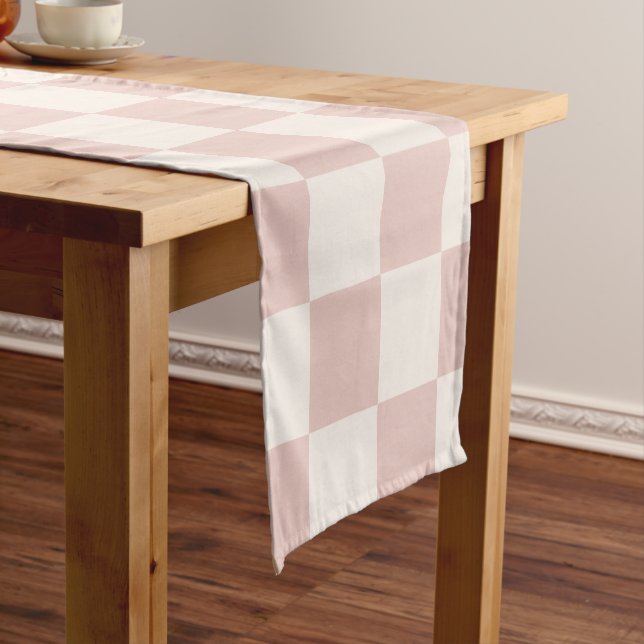 Caminho De Mesa Pequeno Check Pale Beige Checkered Pattern Board (No Local)
