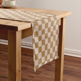 Caminho De Mesa Pequeno Checkerboard castanho