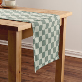 Caminho De Mesa Pequeno Checkerboard verde
