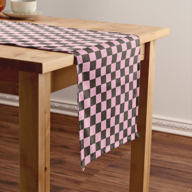 Caminho De Mesa Pequeno Cherry blossom checkered board pattern (No Local)