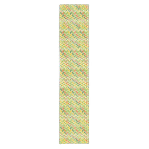 Caminho De Mesa Pequeno Chevron Laranja e Verde Retroativo Zig-Zag