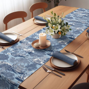 Caminho De Mesa Pequeno Chic Blue Willow chinoiserie cott