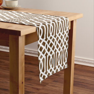 Caminho De Mesa Pequeno Chocolate Brown Trellis