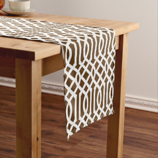 Caminho De Mesa Pequeno Chocolate Brown Trellis
