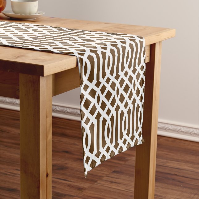 Caminho De Mesa Pequeno Chocolate Brown Trellis (No Local)