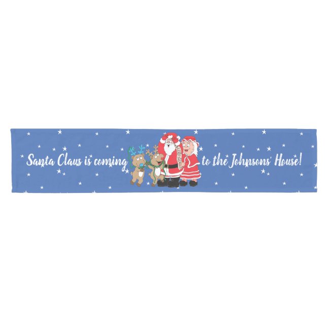 Caminho De Mesa Pequeno Christmas Santa Claus Lighter Personalize 14 x 72 (Horizontal)
