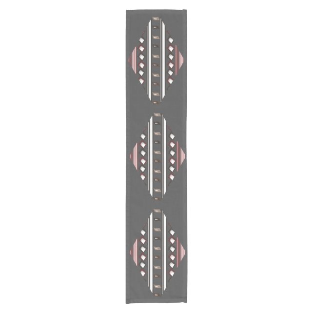 Caminho De Mesa Pequeno Cinza Elegante e padrão asteca rosa (Frente)