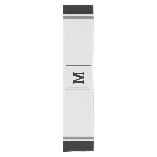 Caminho De Mesa Pequeno Cinza Mesa Runner com Sobrenome - Letra 14 x 72" (Frente)