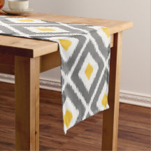 Cinza, Padrão de Diamante de Ikat Amarelo e Branco