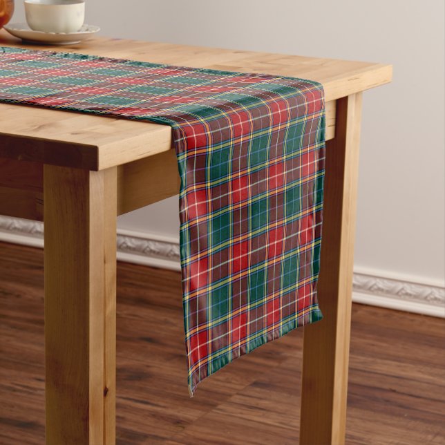 Caminho De Mesa Pequeno Clan Baxter Red e Forest Green Scottish Tartan (No Local)