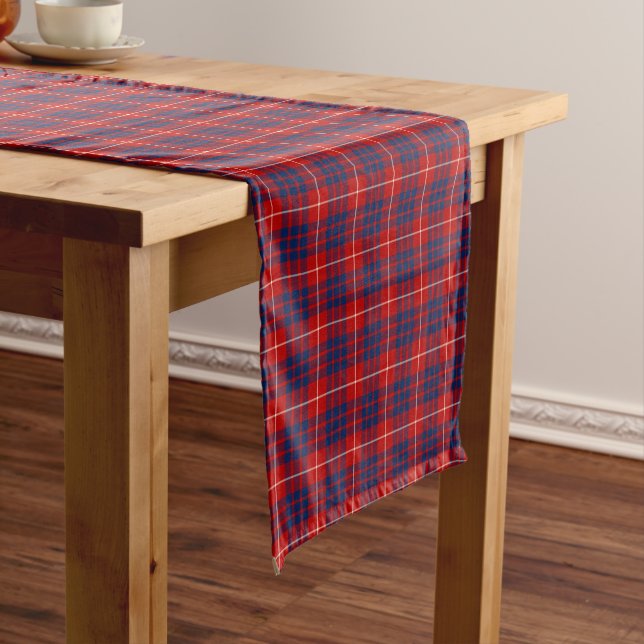 Caminho De Mesa Pequeno Clan Hamilton Bright Blue e Red Scottish Tartan (No Local)