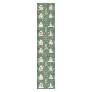 Caminho De Mesa Pequeno Classic Green Christmas Tree Pattern Holiday