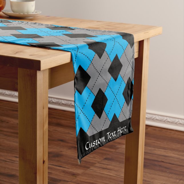 Caminho De Mesa Pequeno Clássico Argyle Blue Diamond Personalizado (No Local)