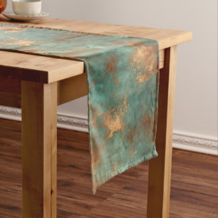 Caminho De Mesa Pequeno Cobre Patina - Metálico Russo