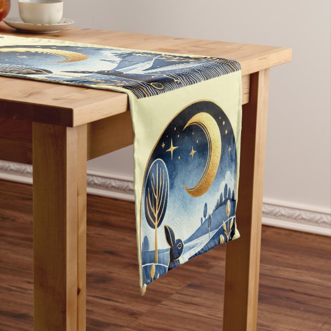 Caminho De Mesa Pequeno Coelhinho de Páscoa marinho em Cena Noturna (No Local)