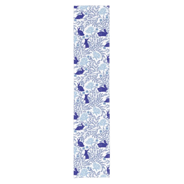 Caminho De Mesa Pequeno Coelho Azul Chinoiserie Coelho Vintado Coelho e Ar (Frente)