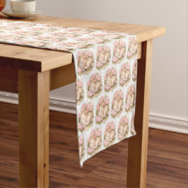 Caminho De Mesa Pequeno Coelho de Páscoa Vintage Rosa Água-forte