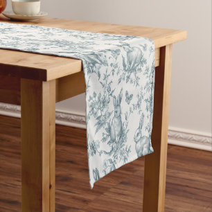 Caminho De Mesa Pequeno Coelhos Bunny Toile Francês Verde Doce