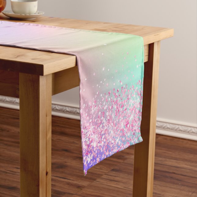 Caminho De Mesa Pequeno Comfetti holográfico púrpura rosa (No Local)