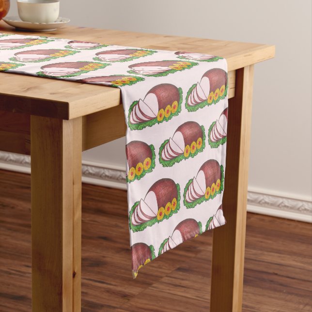 Caminho De Mesa Pequeno Comida de Janta de Natal de Ham, Rosa-Glazida, (No Local)