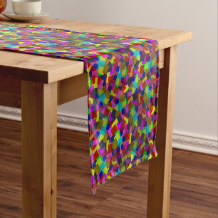 Caminho De Mesa Pequeno Confetti Chaos: Um Burst de Fragmento Colorido de