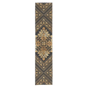 Caminho De Mesa Pequeno Cor damasco Oriental Vintage - Preto e ouro