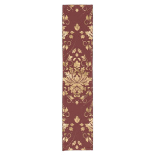 Caminho De Mesa Pequeno Cor damasco Oriental Vintage - Vermelho e ouro