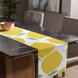 Caminho De Mesa Pequeno Cor de fundo personalizada com padrão de limão de 