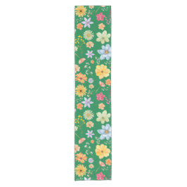 Caminho De Mesa Pequeno Cor Verde Escuro Com Desenhos De Flores