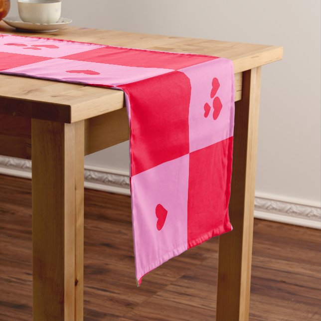 Caminho De Mesa Pequeno Corações Cor-de-rosa e vermelho (No Local)