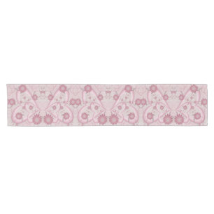 Caminho De Mesa Pequeno Corações e flores cor-de-Abstrato cor-de-rosa ador