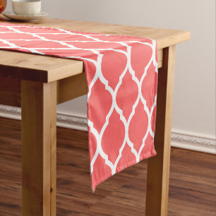 Caminho De Mesa Pequeno Coral Marroquino Quatrefoil