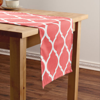 Caminho De Mesa Pequeno Coral Marroquino Quatrefoil