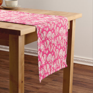Caminho De Mesa Pequeno Coral profundo e conchas-do-mar cor-de-rosa Pastel