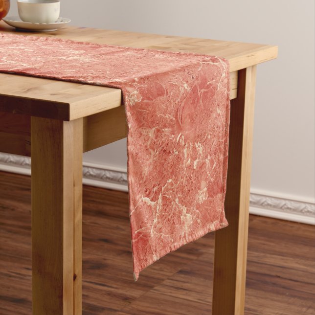 Caminho De Mesa Pequeno Coral Red Marble Textura (No Local)