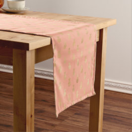 Caminho De Mesa Pequeno Coral rosa Elegante e padrão Dourado de abacaxi