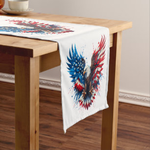 Caminho De Mesa Pequeno Cores Patrióticas Personalizadas América Águia Neg