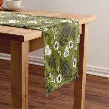 Corredor Curto de Mesa Folhas de Outono, Frutas e