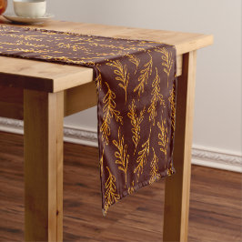 Caminho De Mesa Pequeno Corredor de Mesa Curta e Dourada Floral Sprig