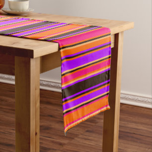 Caminho De Mesa Pequeno Corredor de Mesa em faixa laranja, magenta e roxa